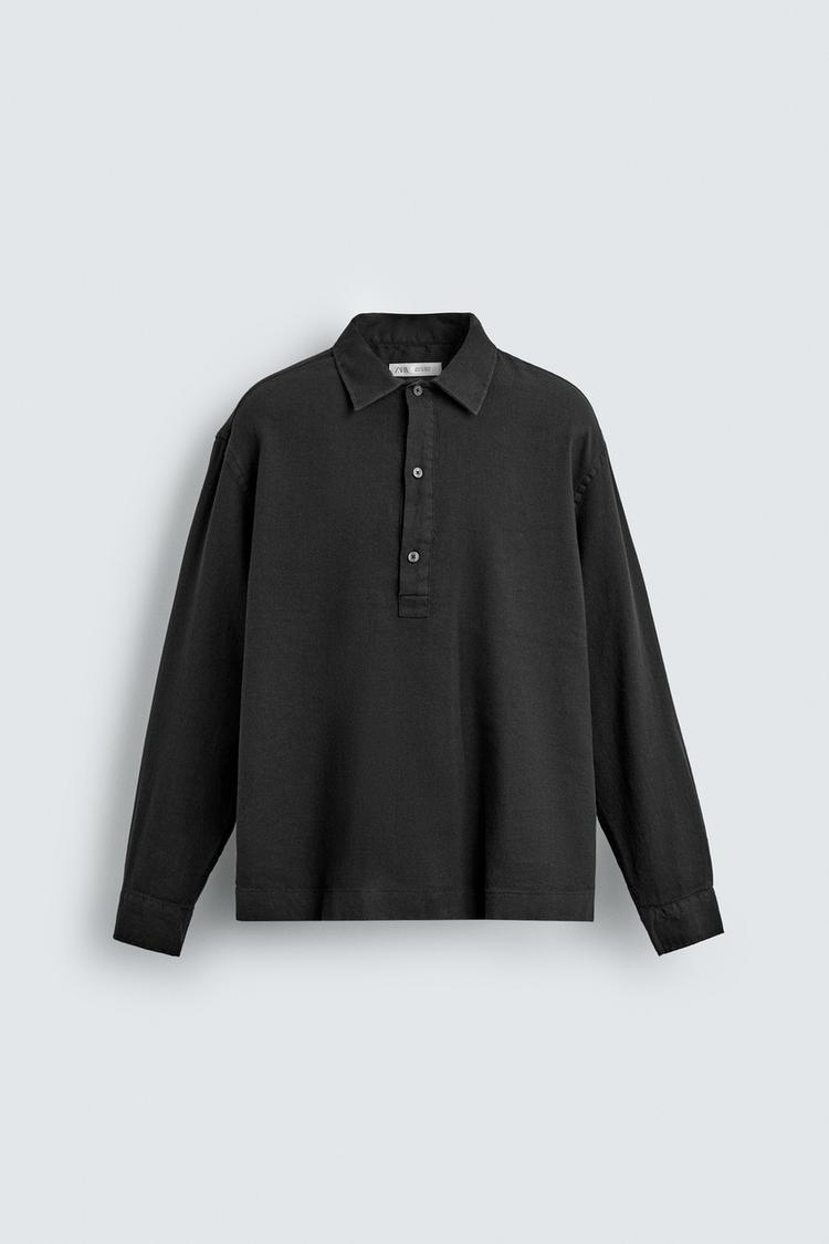 ZARA COTTON/LINEN POLO SHIRT