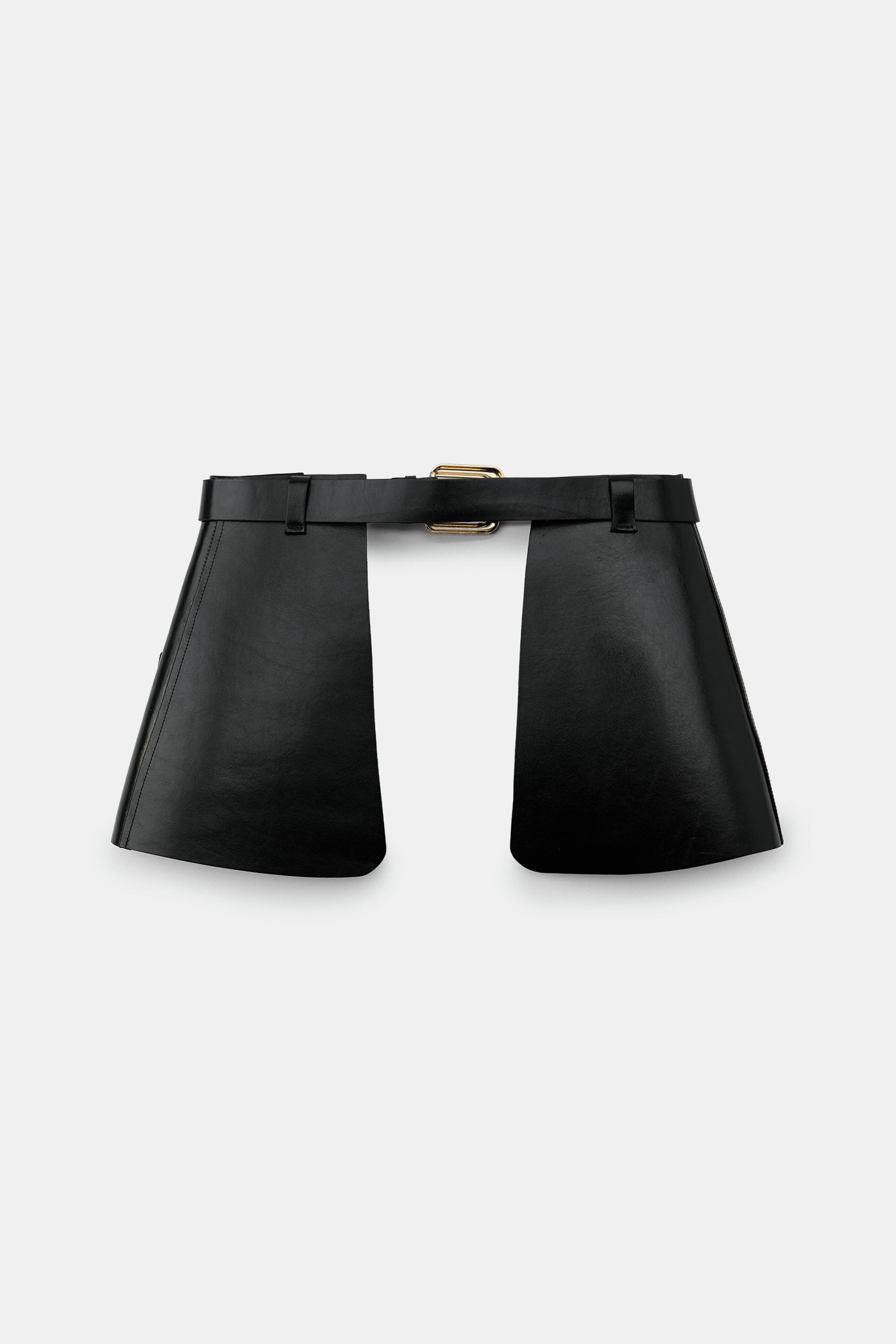 100% LEATHER SKIRT BELT WITH POCKETS