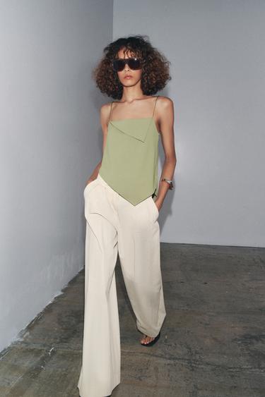 ASYMMETRISCHE TOP VAN CREPE - Lichtgroen van Zara - Afbeelding 0