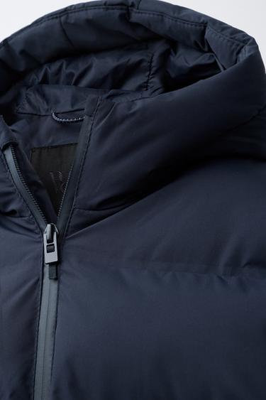 WATER-REPELLENT LABELLED PADDED COAT - Navy blue by Zara - Image 4