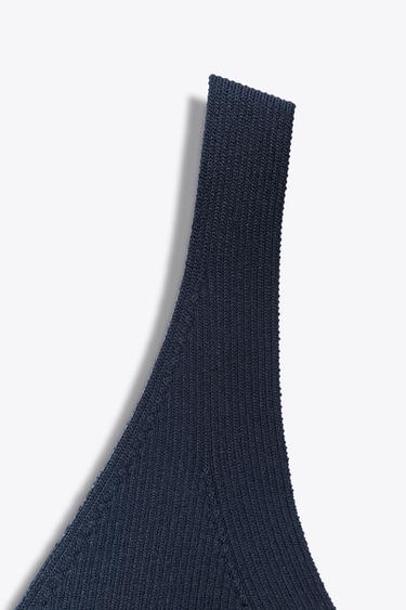 TOP EN MAILLE CÔTELÉE - Bleu encre de Zara - Image 2