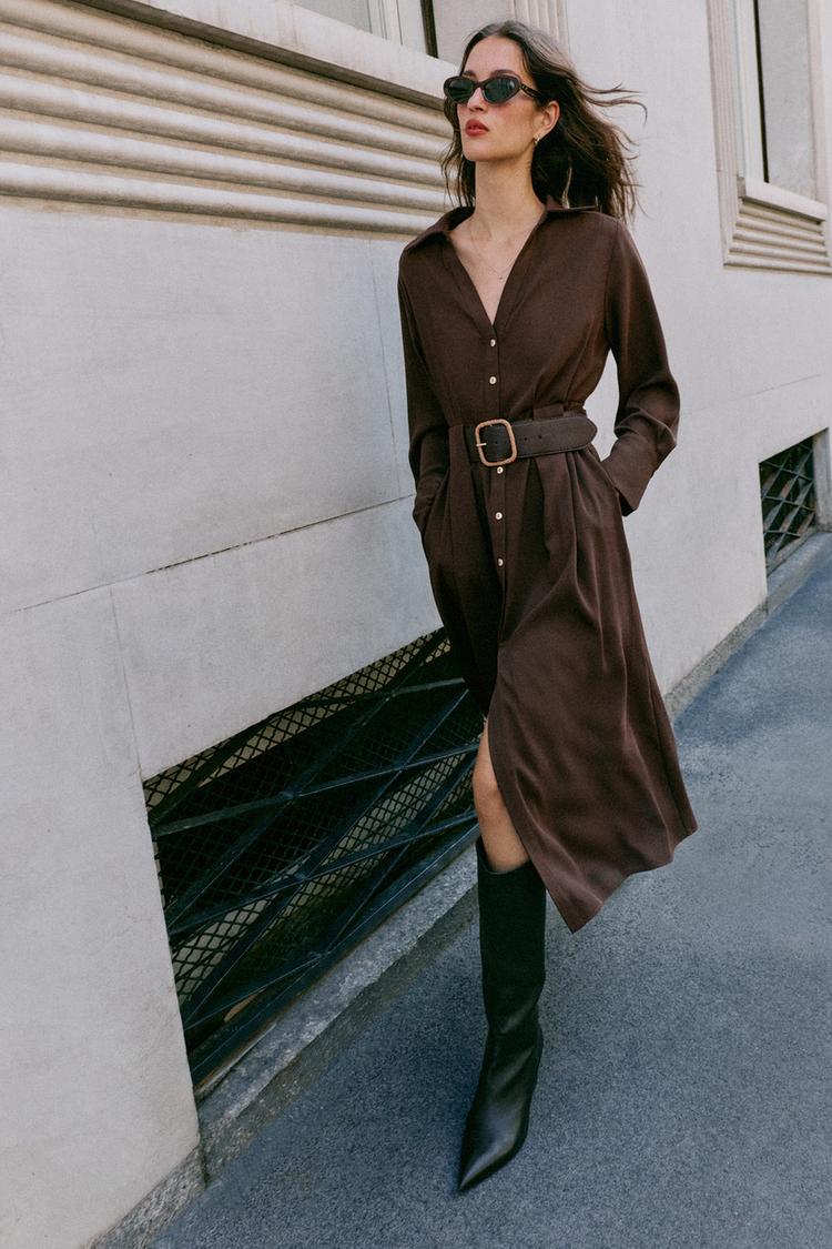 VESTIDO MIDI CAMISERO CINTURÓN