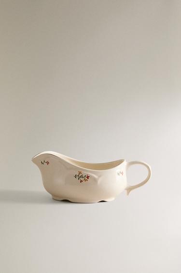 FLORAL PORCELAIN GRAVY BOAT — Cream 1