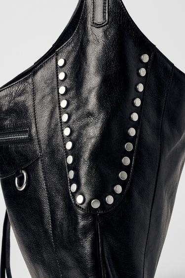 LEATHER BUCKET BAG WITH METAL DETAILS KATE MOSS X ZARA - Black by Zara - Image 4