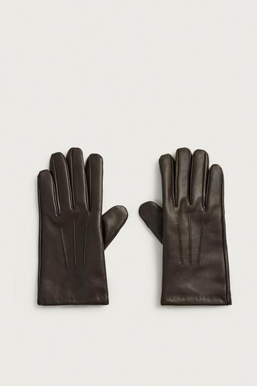 BASIC LEATHER GLOVES — Chocolate 1