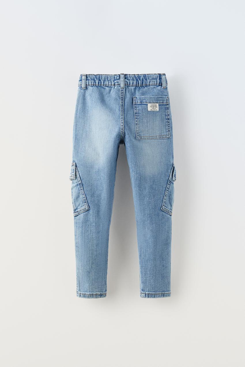 MULTI-CARGO JEANS - Light blue