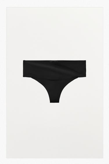 POLYAMIDE BLEND THONG WITH CRISS-CROSS WAIST - Black by Zara