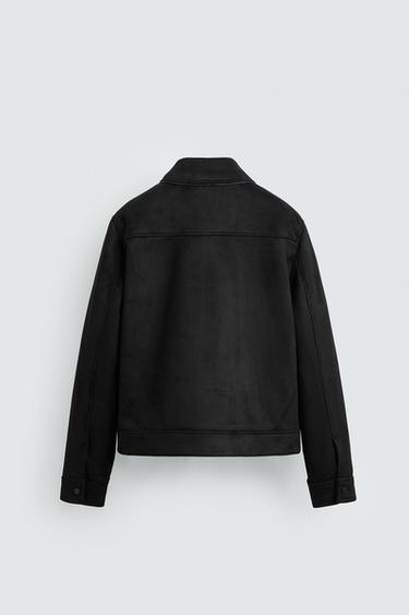 VESTE EFFET DAIM REGULAR FIT - Noir de Zara - Image 7