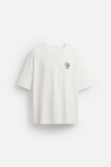 CAMISETA BORDADO COMBINADO - Blanco roto de Zara