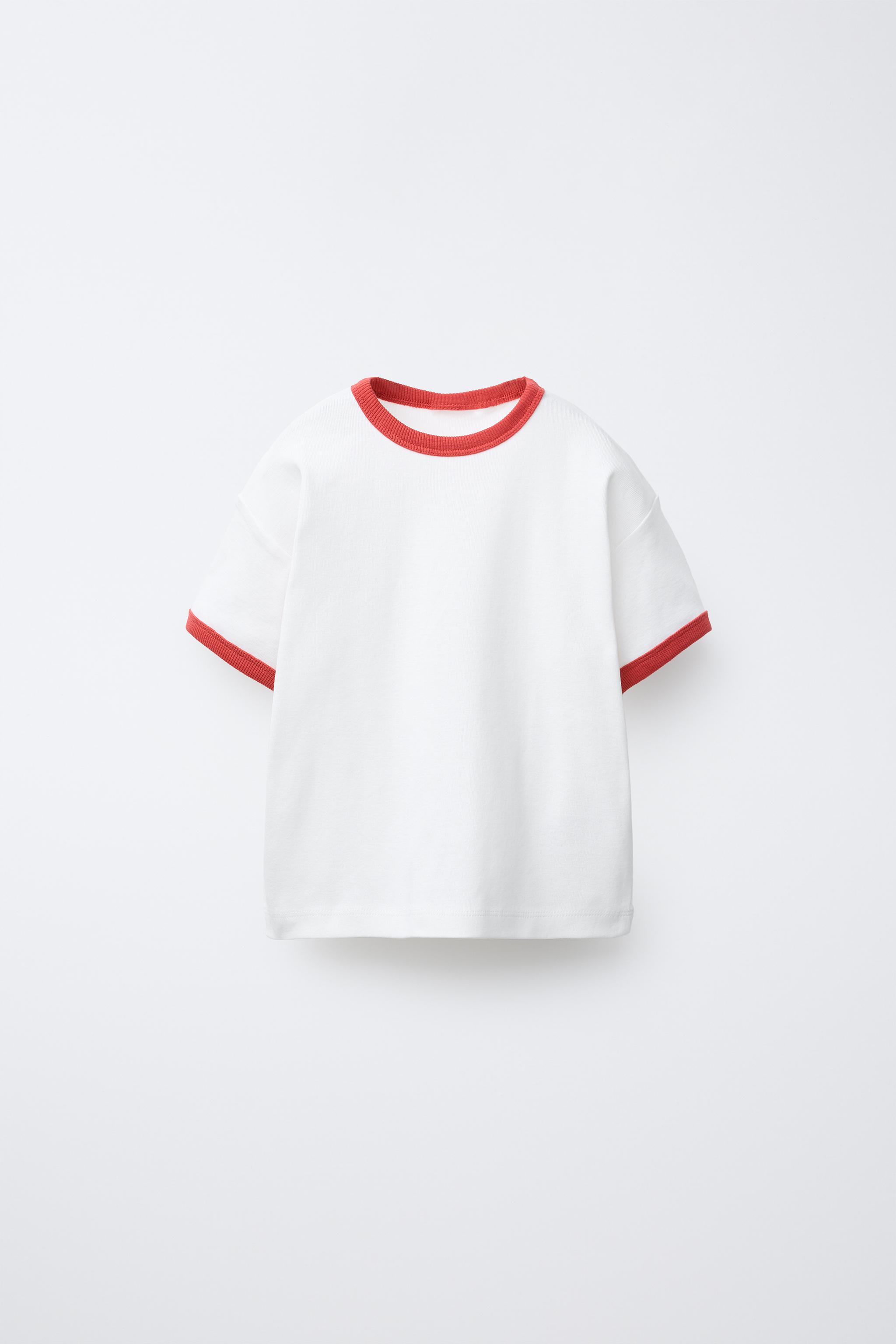 コントラストパイピング付きTシャツ - ターコイズブルー | ZARA