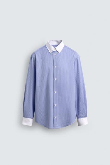 LIMITED EDITION CONTRAST STRIPED SHIRT - Sky blue by Zara