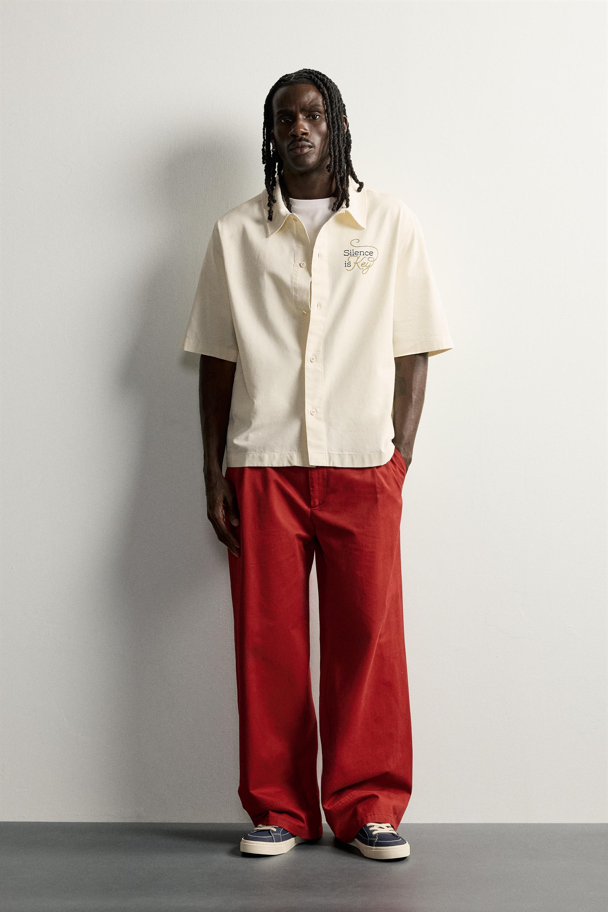 Мужские рубашки Zara RELAXED FIT CHERRY PRINT SHIRT