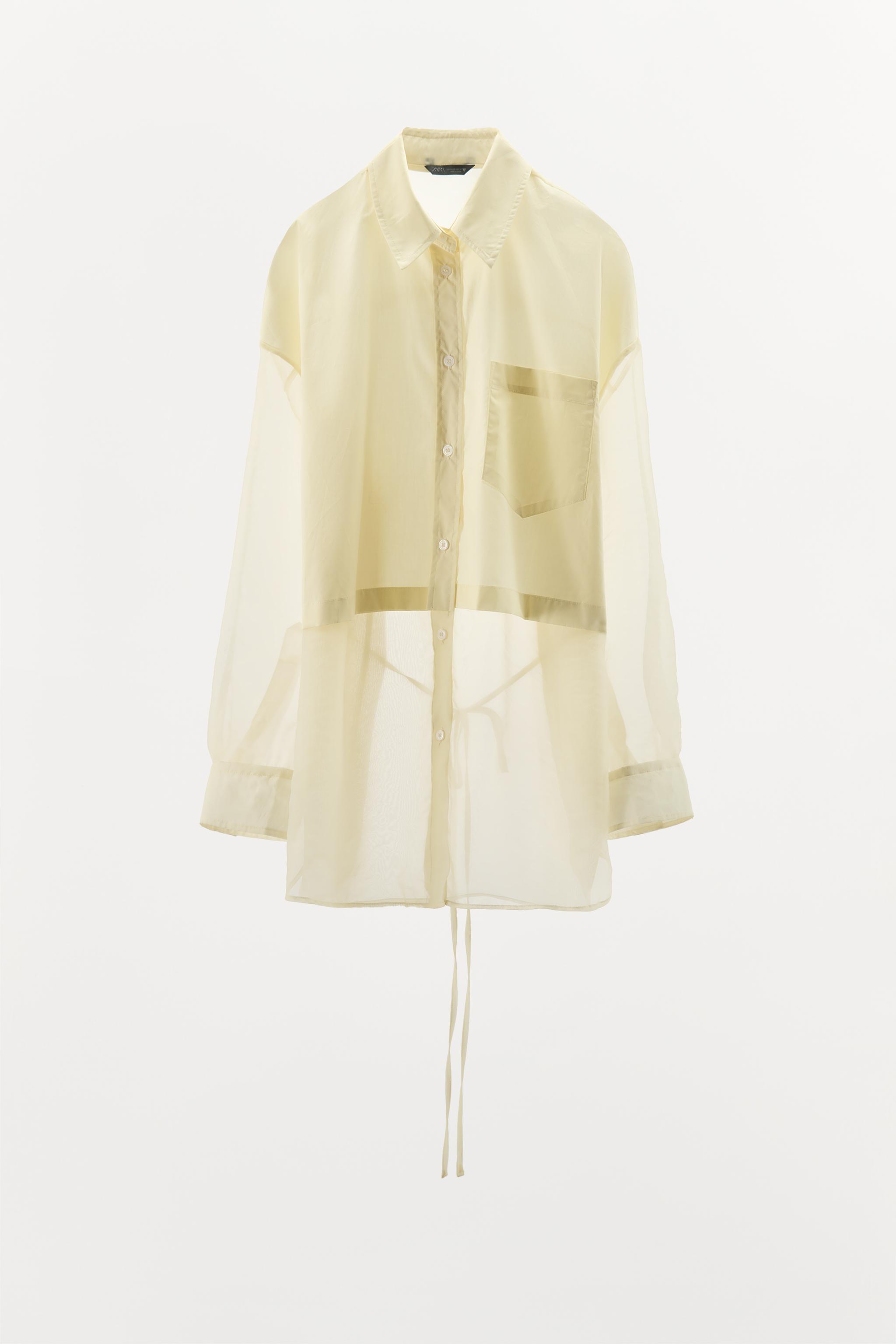 コントラストオーガンザ シャツ - ブラック | ZARA Japan / 日本