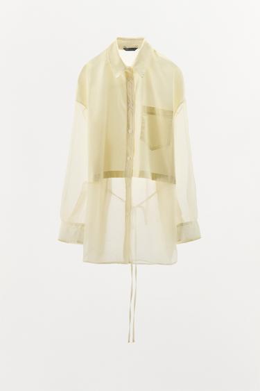 CAMISA OVERSIZE COMBINADA ORGANZA - Amarillo pastel de Zara