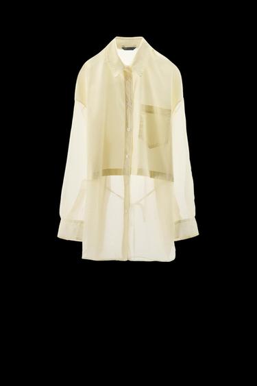 OVERSIZE-HEMD MIT ORGANZA-MATERIALKOMBINATION - Pastellgelb von Zara - Bild 0