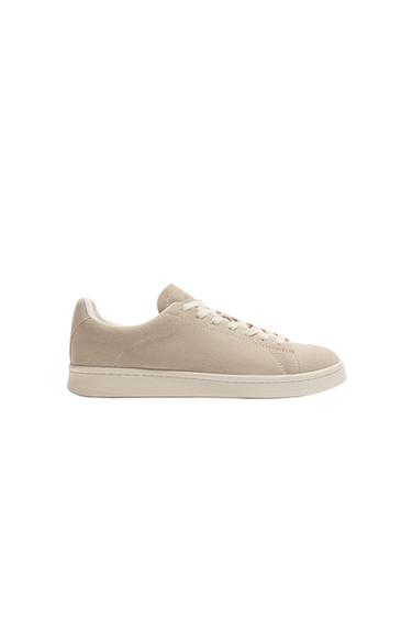 Zara LEATHER SNEAKERS - SAND/BROWN