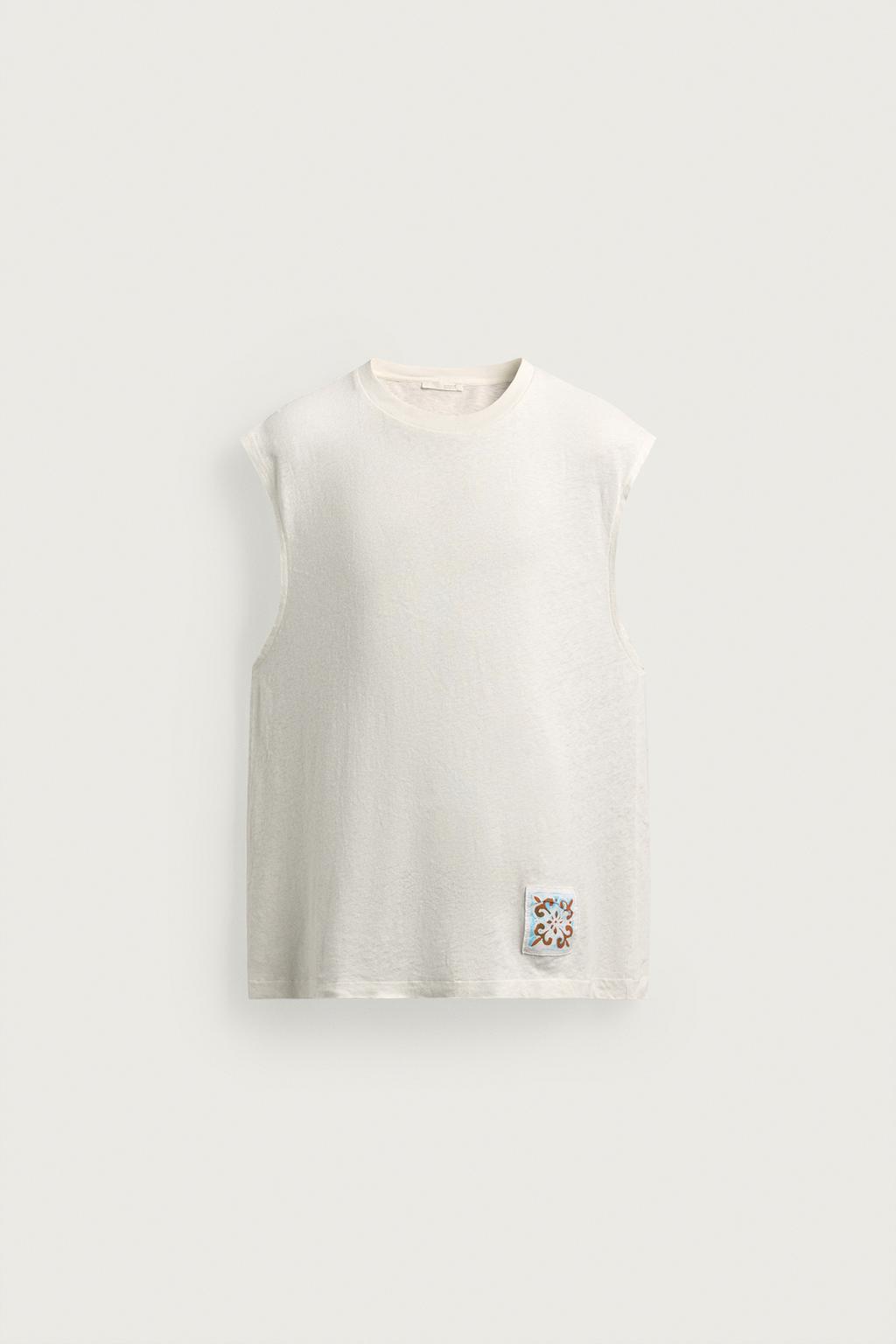 COTTON - LINEN PATCH TANK TOP