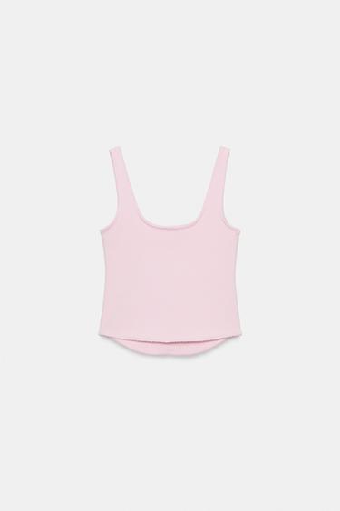 RIBBED STRAPPY TOP - Pastel pink by Zara - Image 2