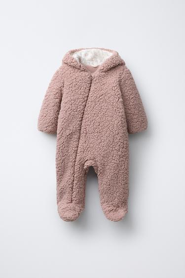FAUX SHEARLING FLEECE ONE-PIECE SUIT - Dusty pink by Zara