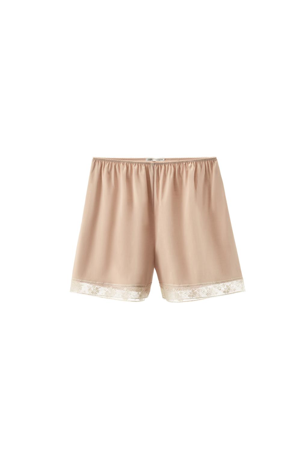 SATIN EFFECT LACE SHORTS - image 3