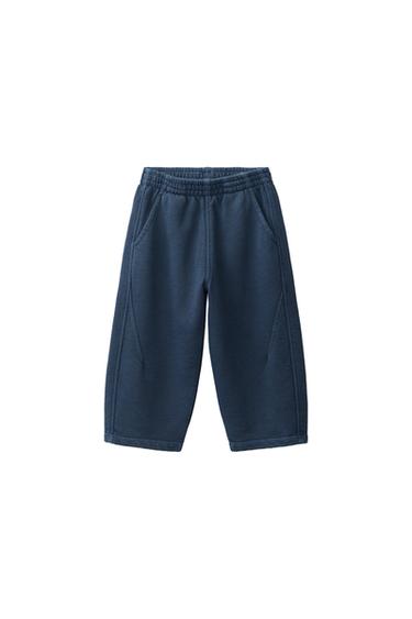 PANTALON BARREL UNI - Bleu marine de Zara