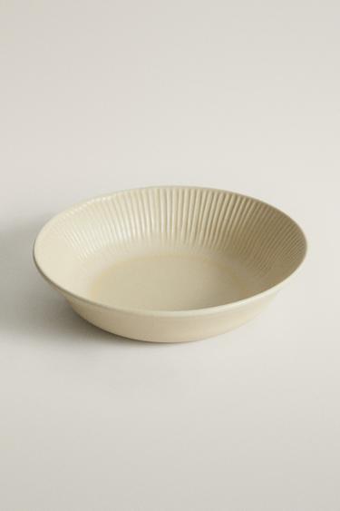 STRIPED STONEWARE SOUP PLATE — Dark beige 2