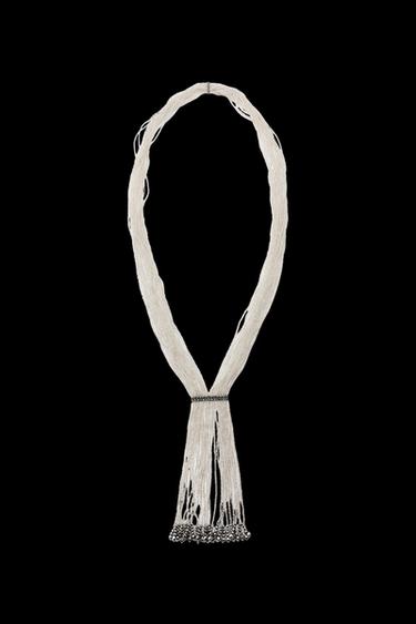 BEADED COMBINED TIE NECKLACE - Silver by Zara