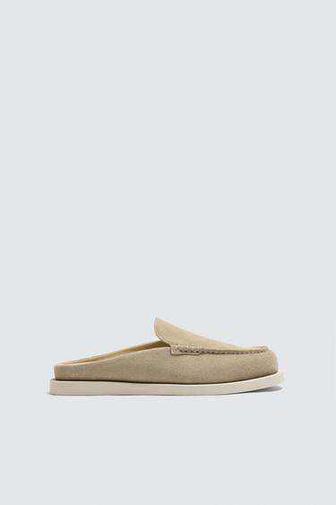 MOCASÍN PIEL DESTALONADO - Beige de Zara