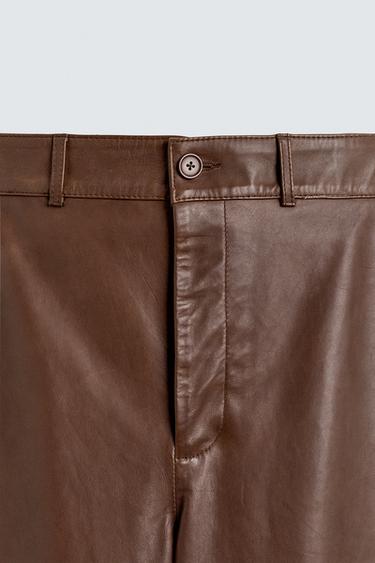 PANTALON BALLOON FIT EN CUIR - Marron de Zara - Image 7