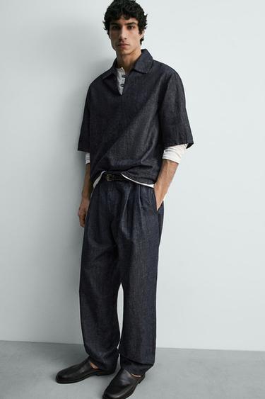 BALLOON FIT PLEATED TROUSERS - Blue / Indigo by Zara - Image 5