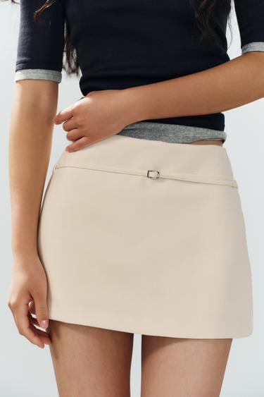 Zara BELTED SKORT - Ecru