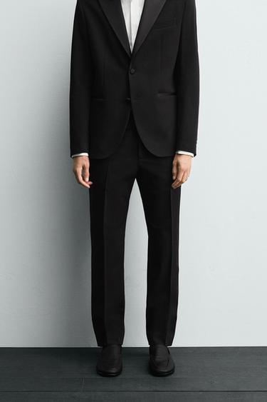 PANTALON DE COSTUME SMOKING AVEC LAINE - Noir de Zara