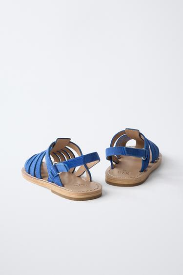 LEATHER CAGE SANDALS - Blue by Zara - Image 5
