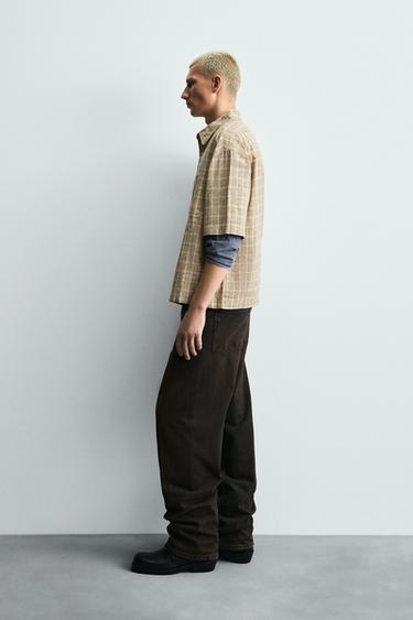 CHEMISE COUPE CARREE À CARREAUX - Moutarde de Zara - Image 3