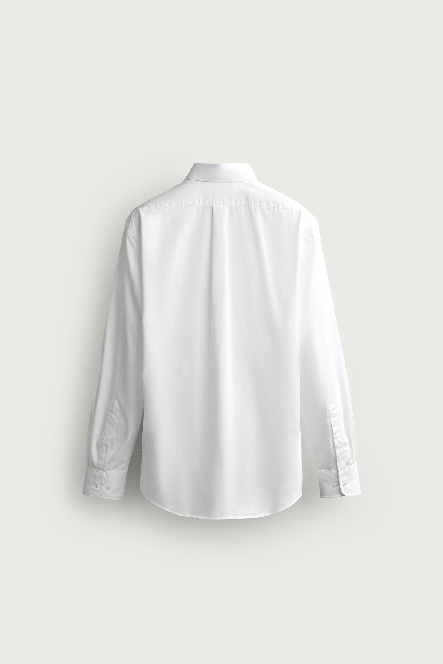 Мужская рубашка Zara Regular Fit, цвет: Белый — фото 8