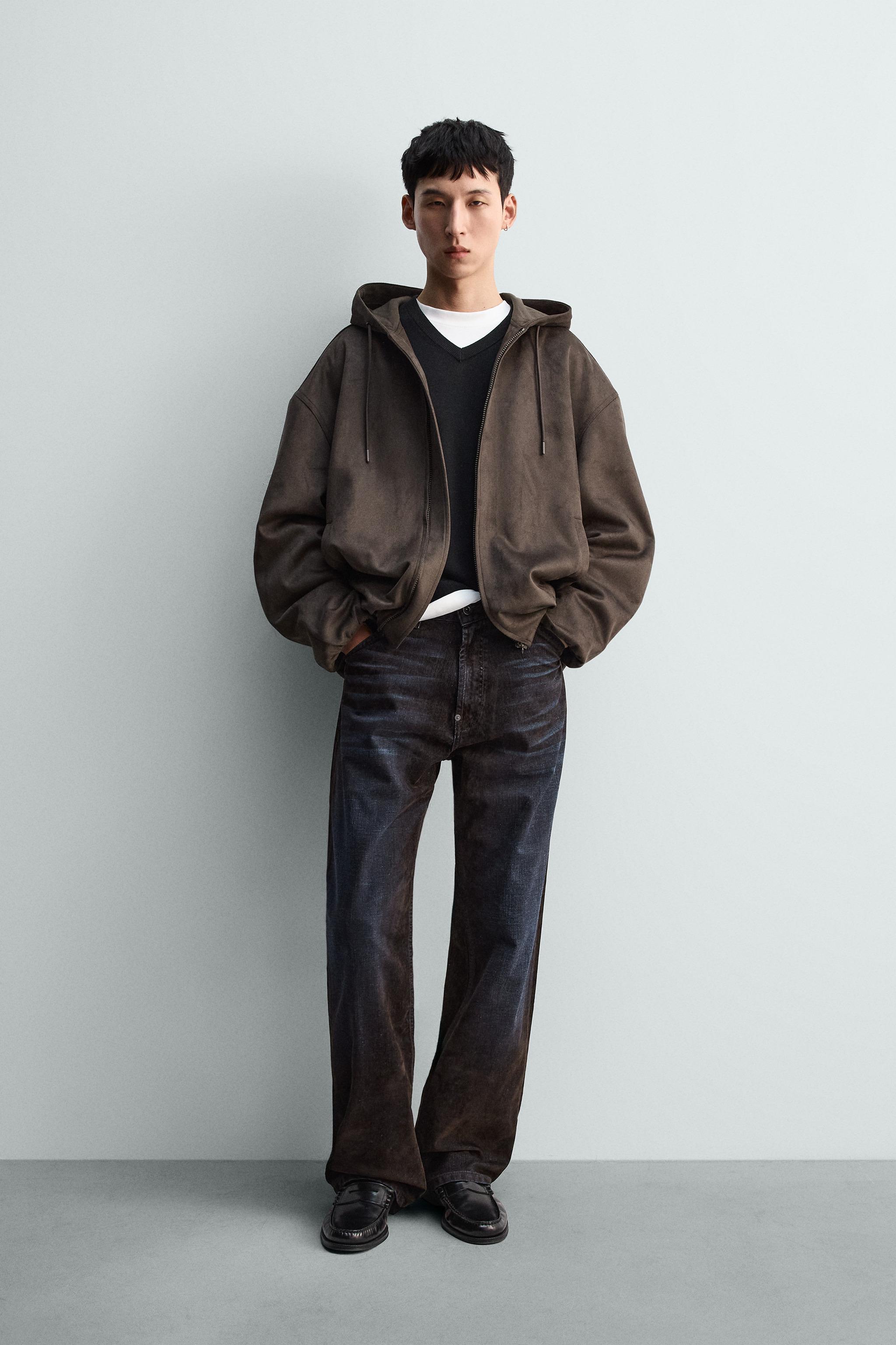 フェイクスエード フーデッドジャケット - ブラウン | ZARA Japan / 日本