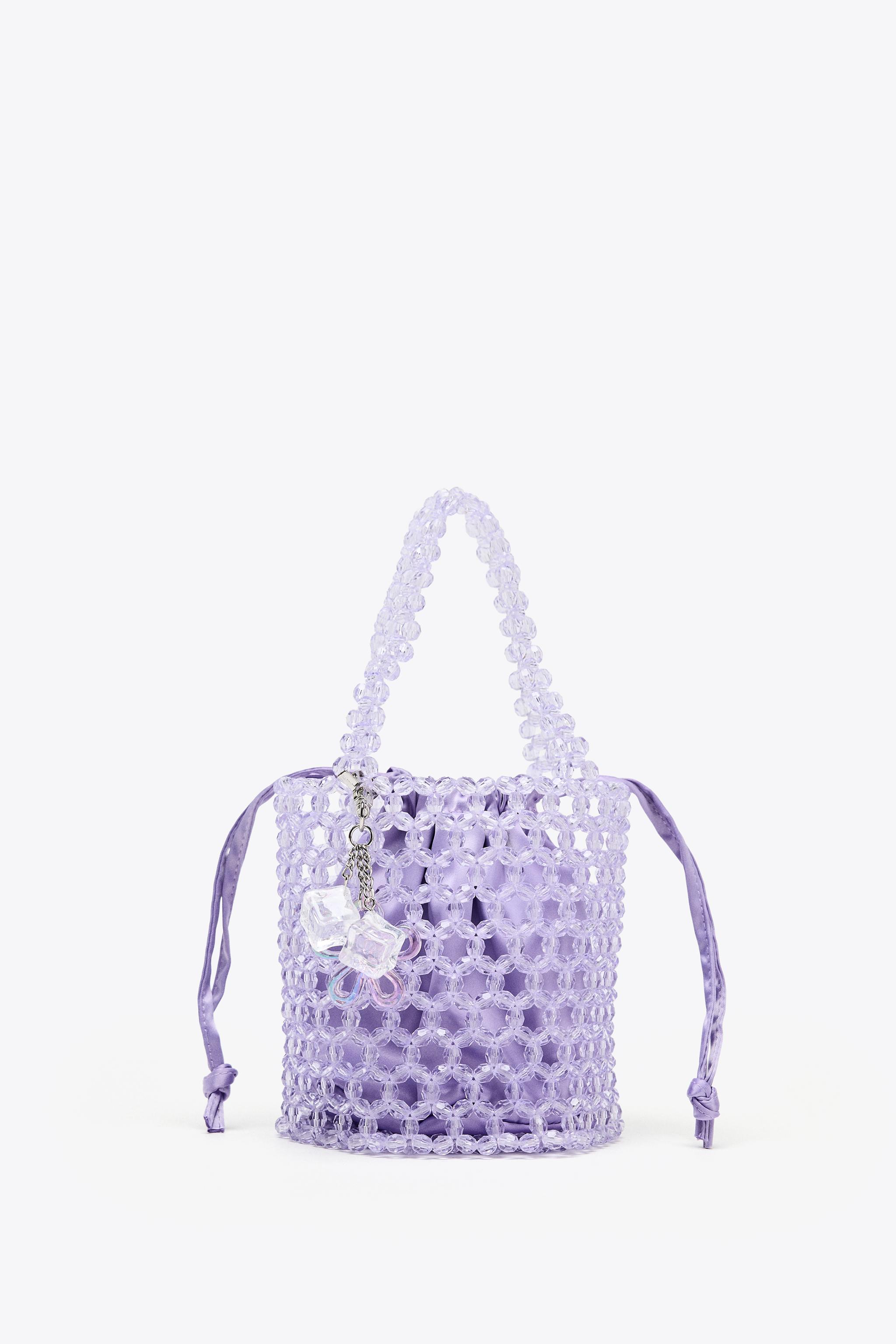 BEADED CYLINDRICAL BUCKET BAG - Violet | ZARA United States