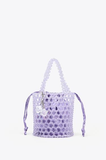 BEADED CYLINDRICAL BUCKET BAG - Violet by Zara