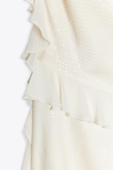 SHINY RUFFLE TRIM MINI DRESS - Ecru by Zara - Image 8