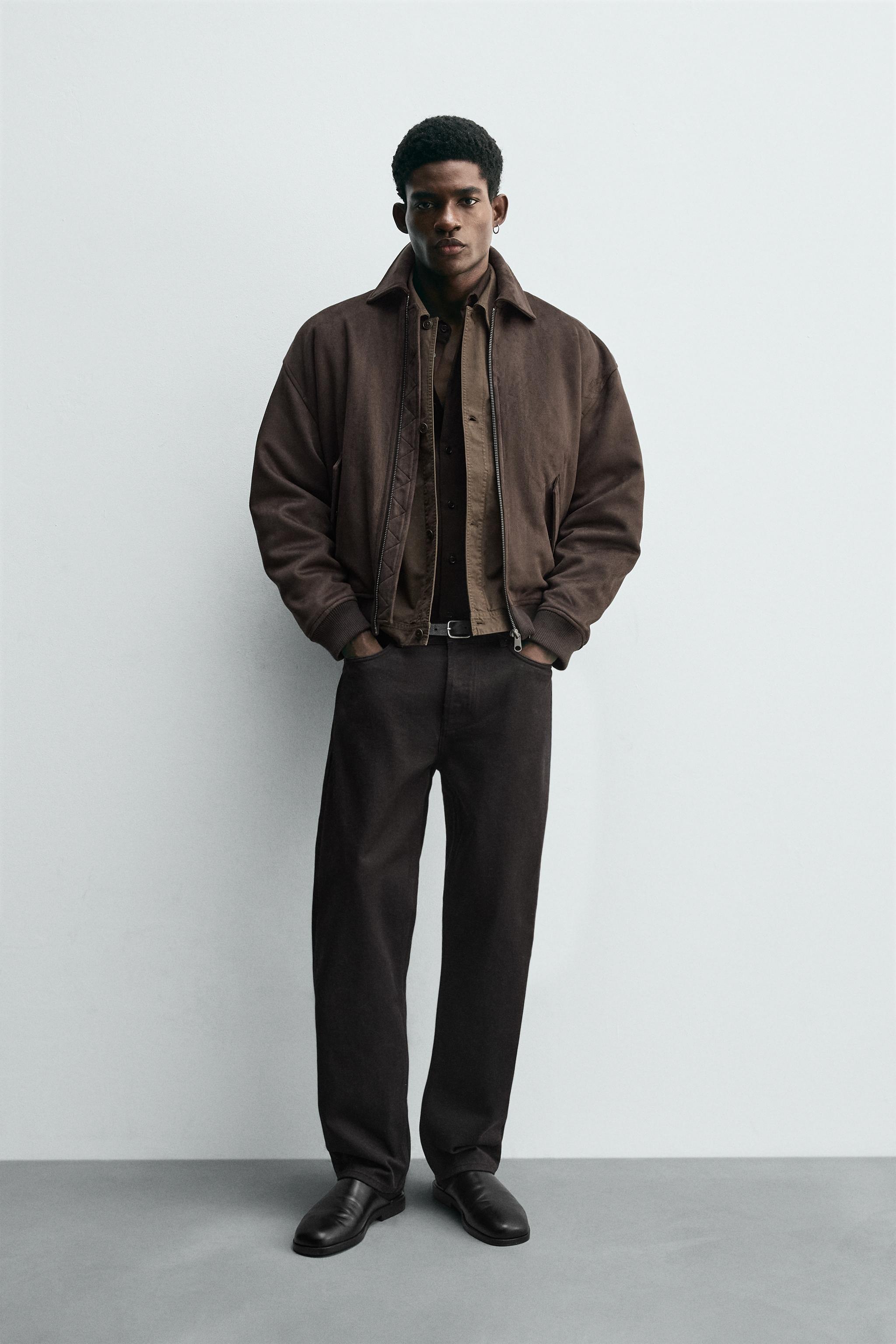 新品スエードダッドジャケットsuede dad jacket Man レッド パシュミー スエード ボンバー ジャケット
