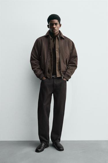Zara FAUX SUEDE QUILTED JACKET - Brown - Image 0