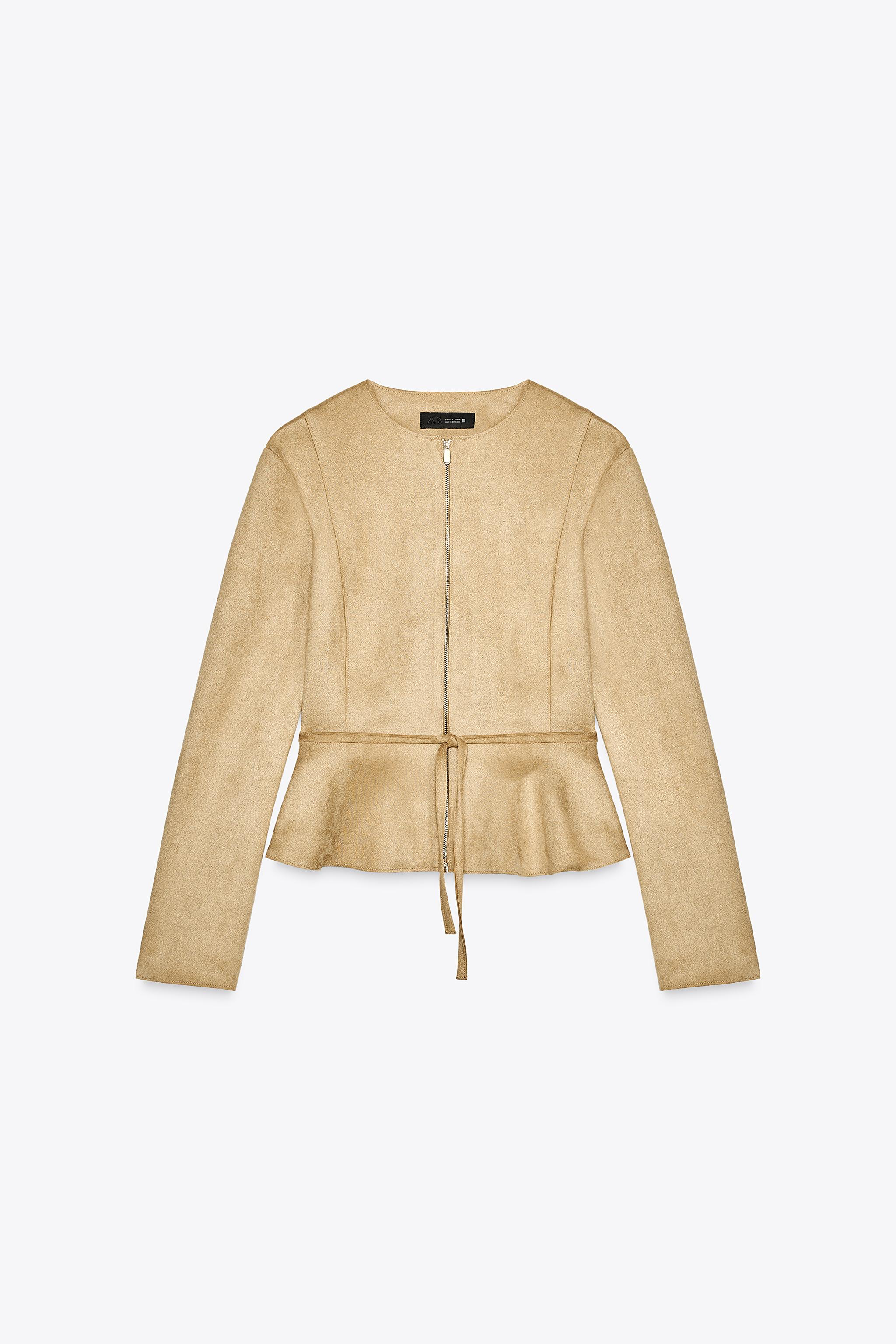 ZARA フェイクスエード ジャケット 4968/023 ZARA NEW WOMAN BELTED FAUX SUEDE JACKET TAUPE BROWN XS-XL