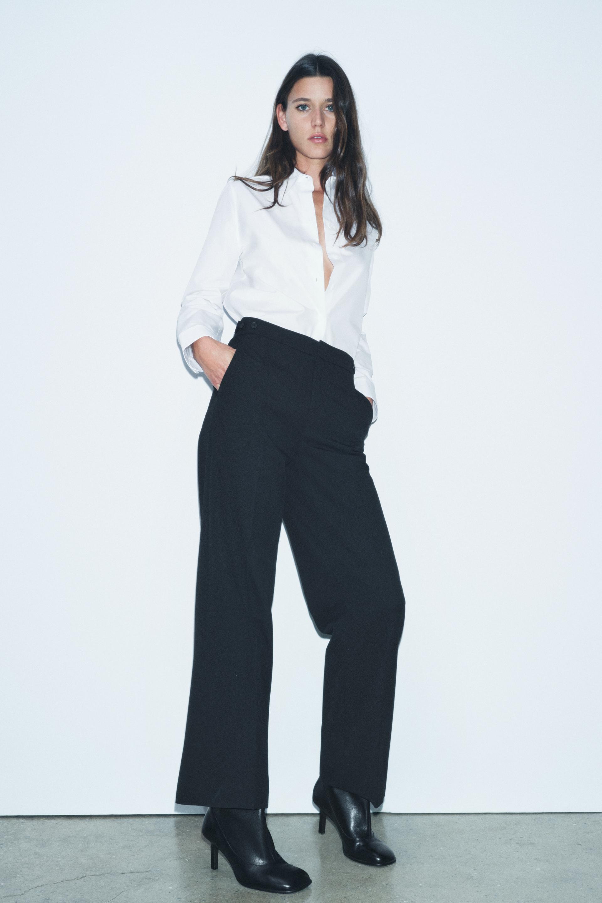 ZW COLLECTION BUTTON TROUSERS - Black | ZARA United Kingdom