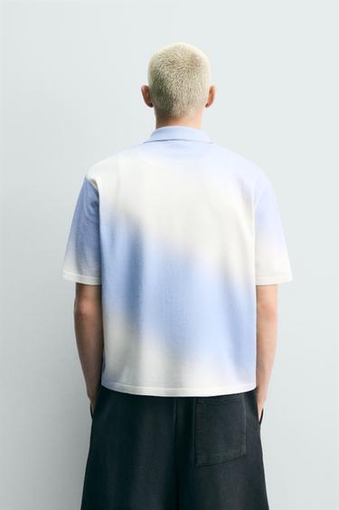 POLO EN MAILLE IMPRIMÉ EFFET SPRAY - Jaune de Zara - Image 2