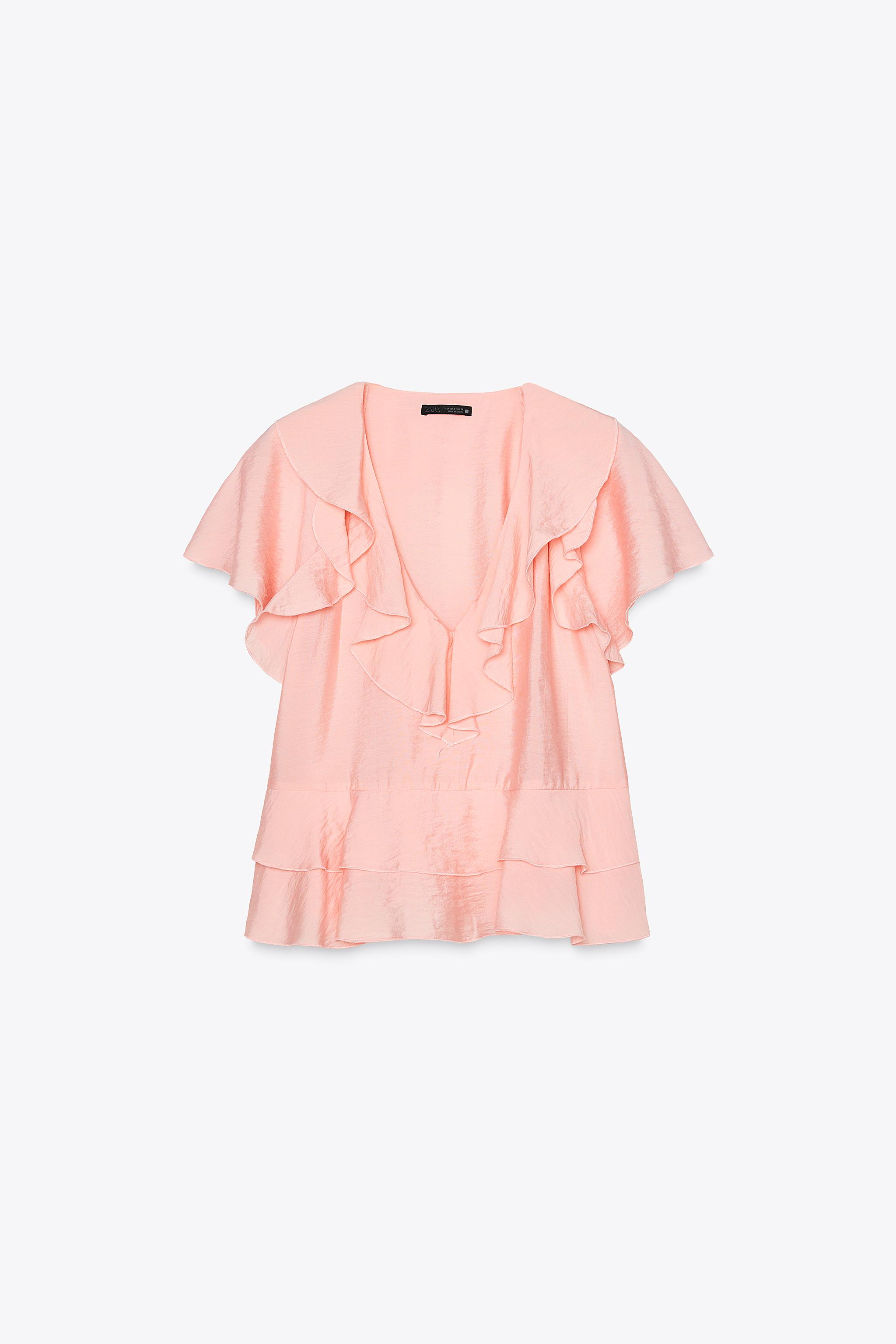 Retro Style Silk Blouse Silk Long Sleeves Ruffle Collar Shirt