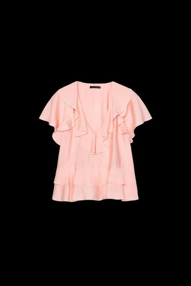 BLUSE MIT VOLANTS - Pastellrosa von Zara - Bild 0