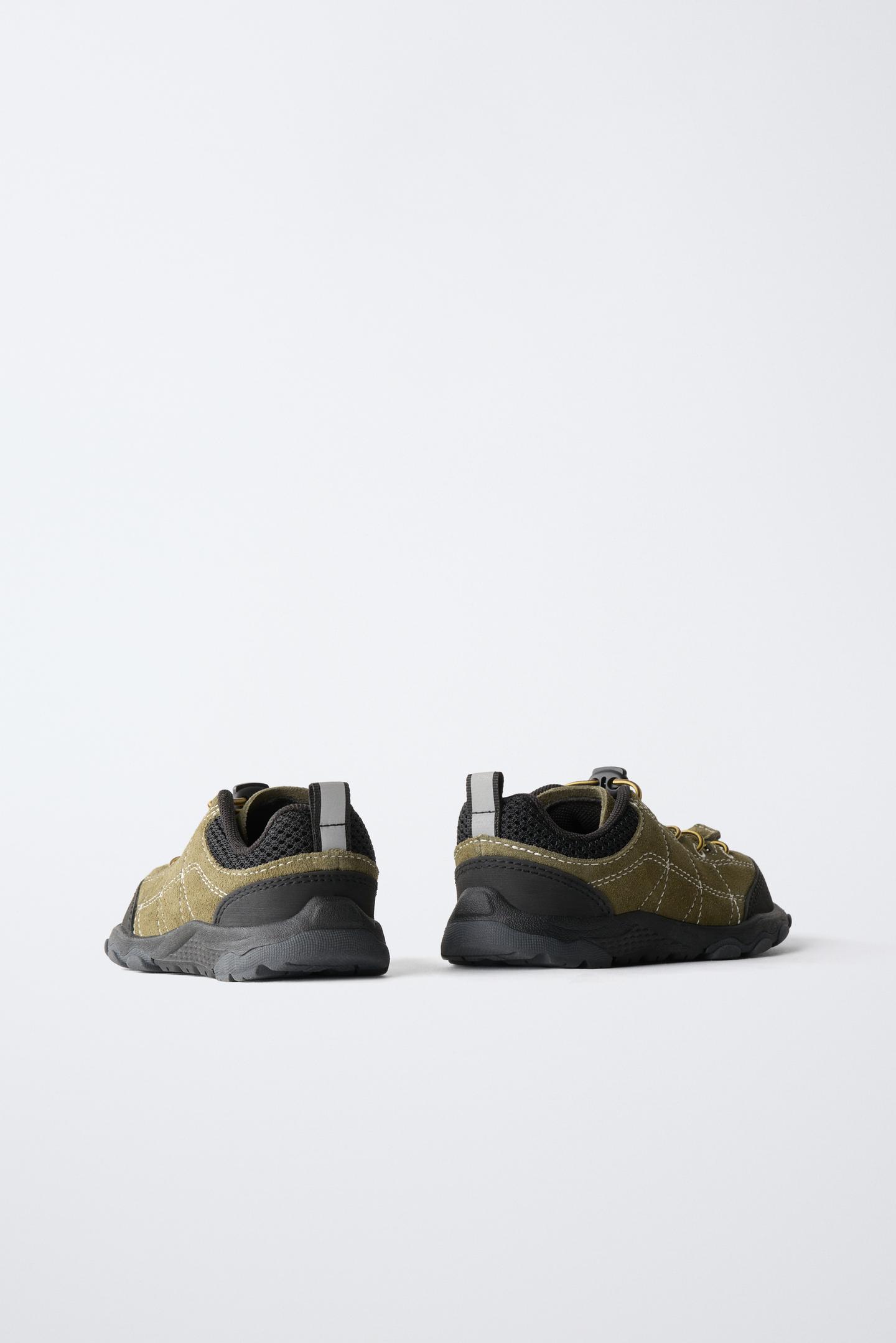 Детские кроссовки Zara Leather Barefoot, цвет: Хаки зелёный — фото 7