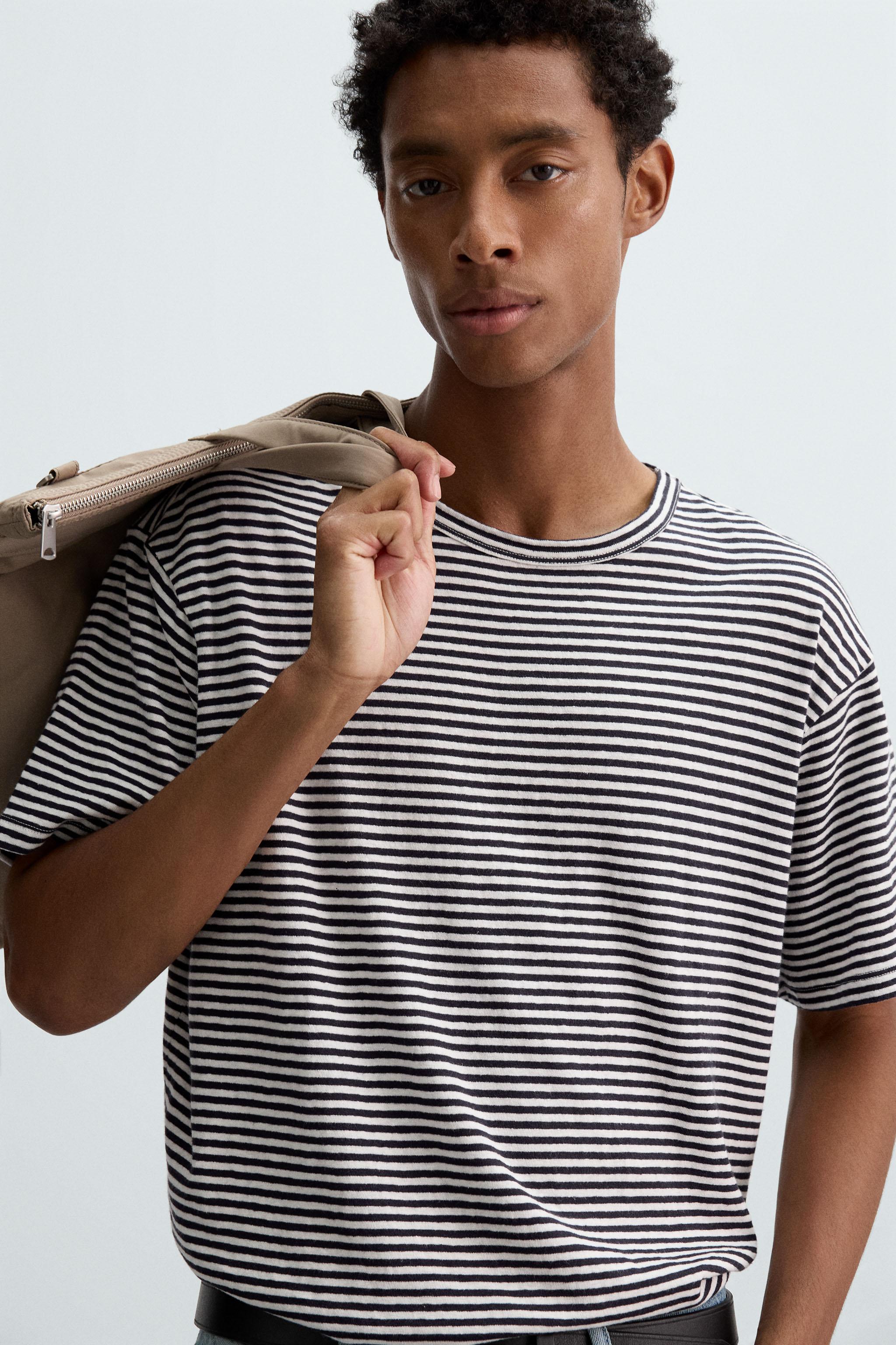 トップス Sakado Express COTTON - LINEN STRIPED T-SHIRT - Stripes | ZARA South Africa