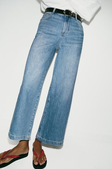 Z1975 BELTED WIDE-LEG CROPPED JEANS - Mid-blue by Zara - Image 3
