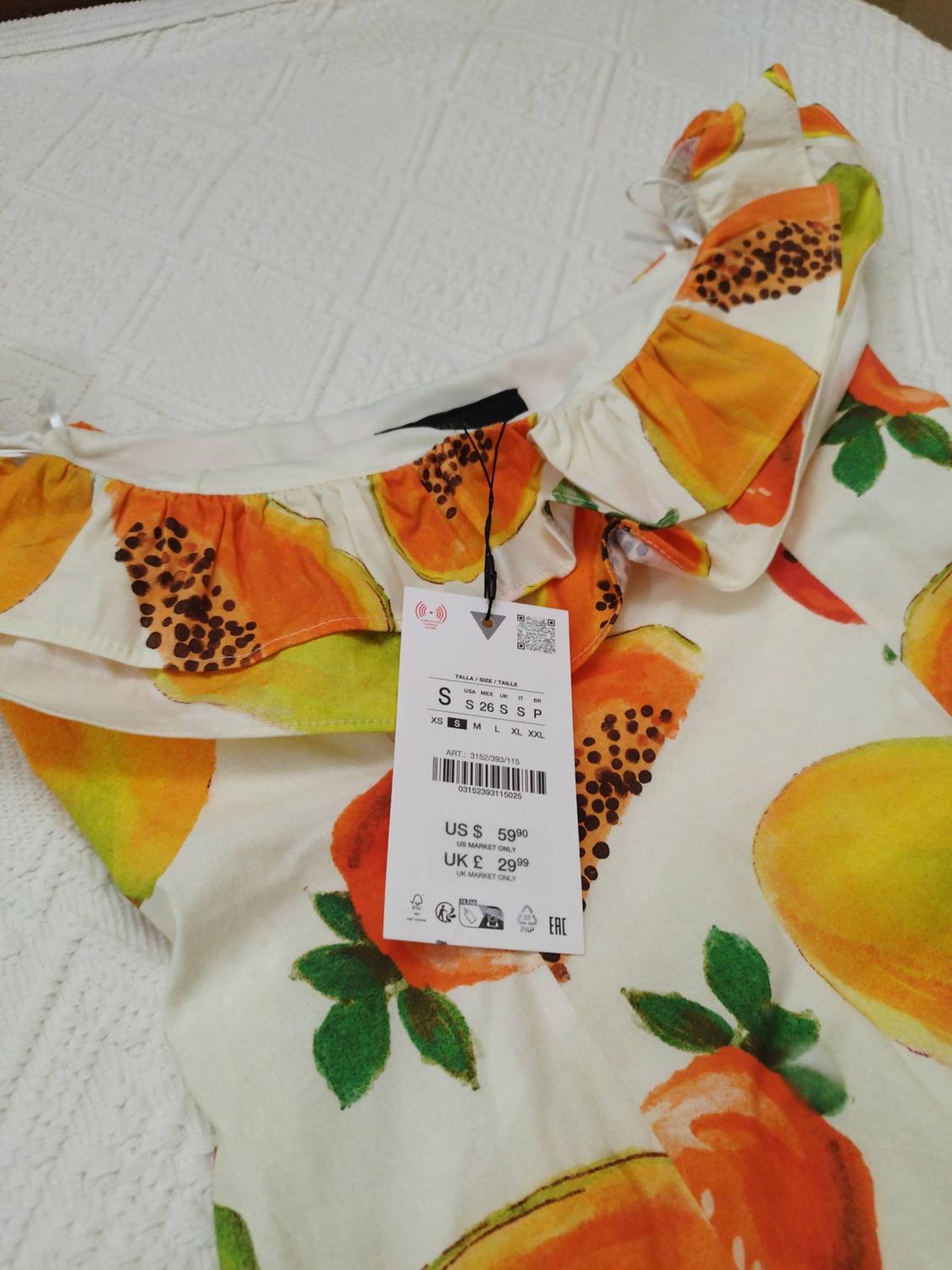 FRUIT PRINT RUFFLED MINI DRESS - Image 3